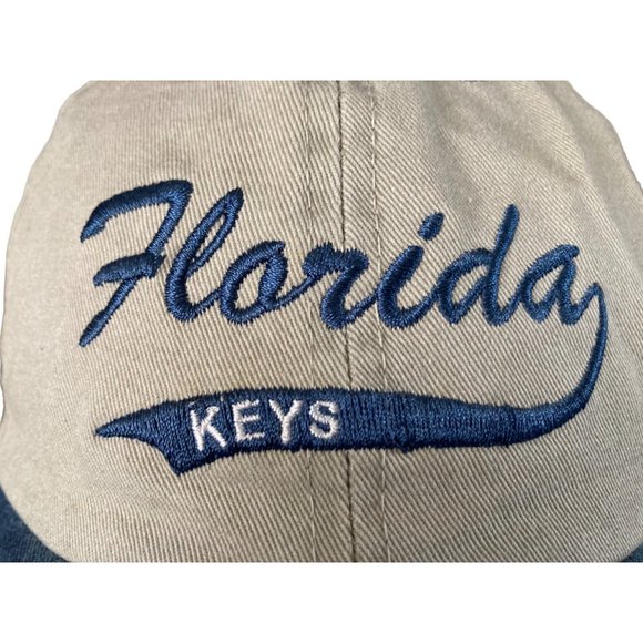 Vtg Florida Keys Denim Tan Cap Hat Distinctive Headwear Cotton Twill Adjust GUC - Picture 2 of 12